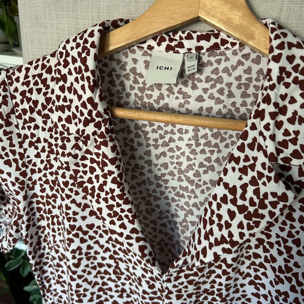 ASOS / Ichi White and Brown Heart Patterned Summer Dress - Picture 5 of 11